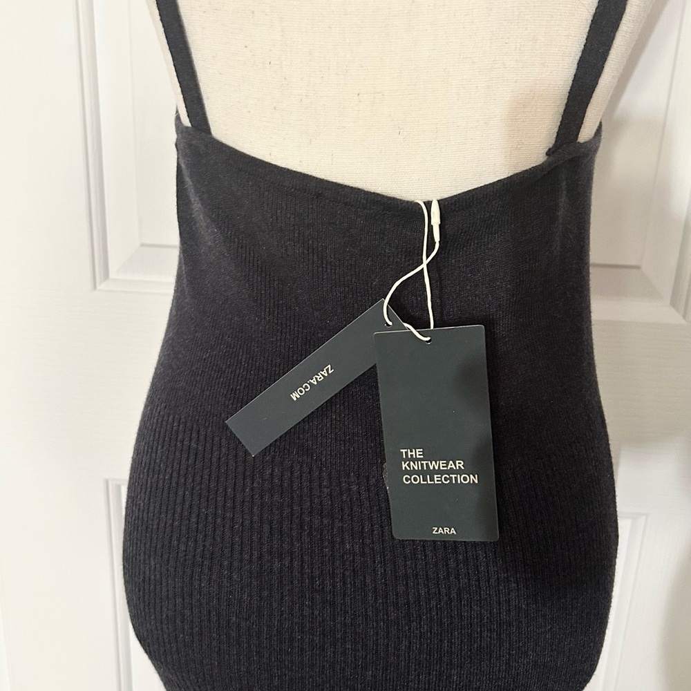 NWT ZARA THE KNITWEAR COLLECTION Maxi Dress, Sleeveless, Dark Gray, Size Large - Picture 7 of 7
